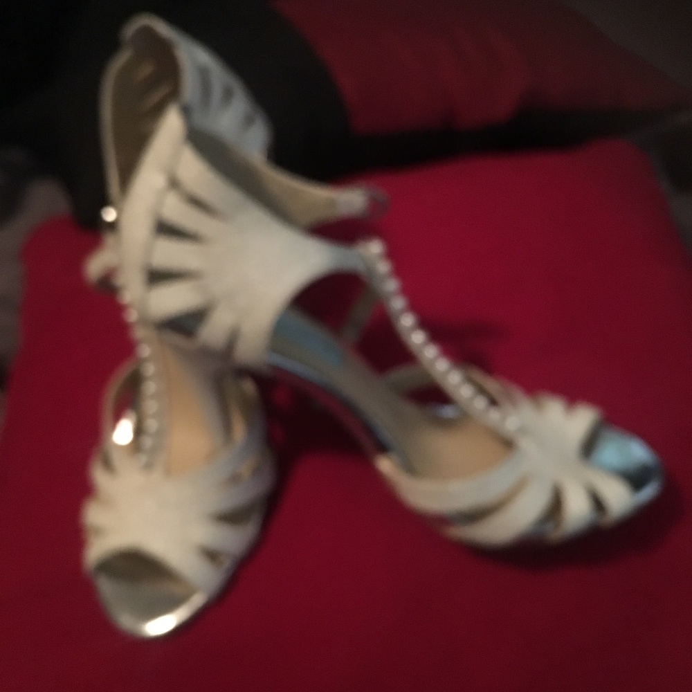 White Pearl Ankle strap heels